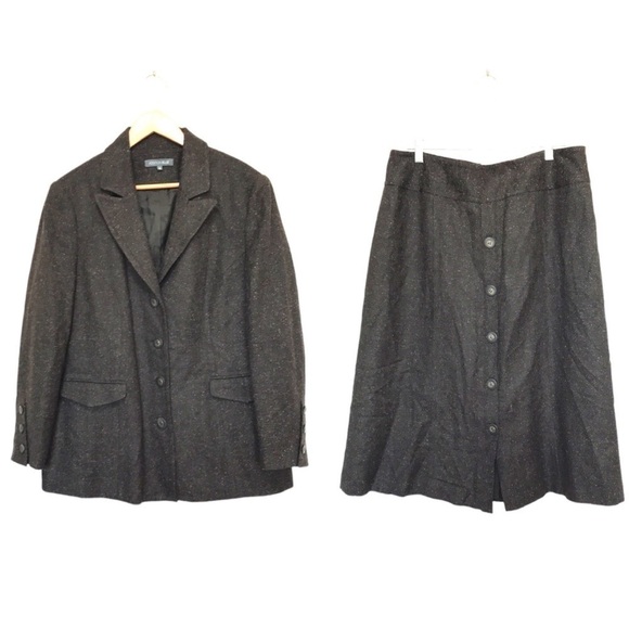 ADDITION Elle wool blend matching blazer midi skirt set tweed size 16 - Picture 1 of 14